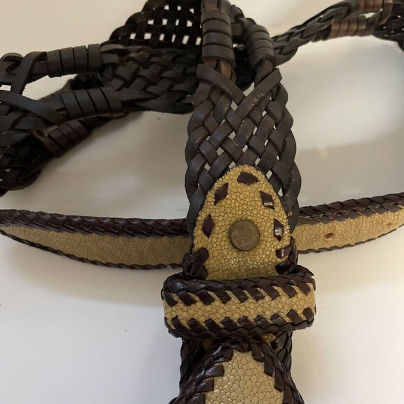 Unique Vintage The Divine Tribe NYC Leather Belt- Decorative Buckle, USA made, S main image 5